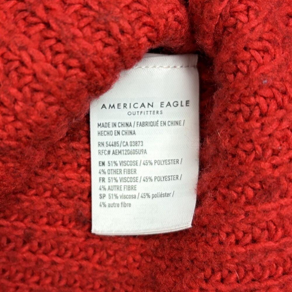 American Eagle Knit Crewneck Sweater Women's XXS Red Oversized Cozycore Academia - Picture 8 of 8